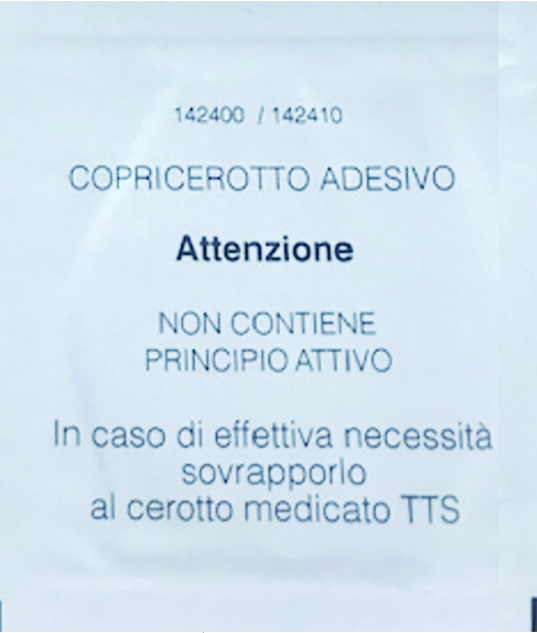 Photograph of clonidine patch labelled attenzione
