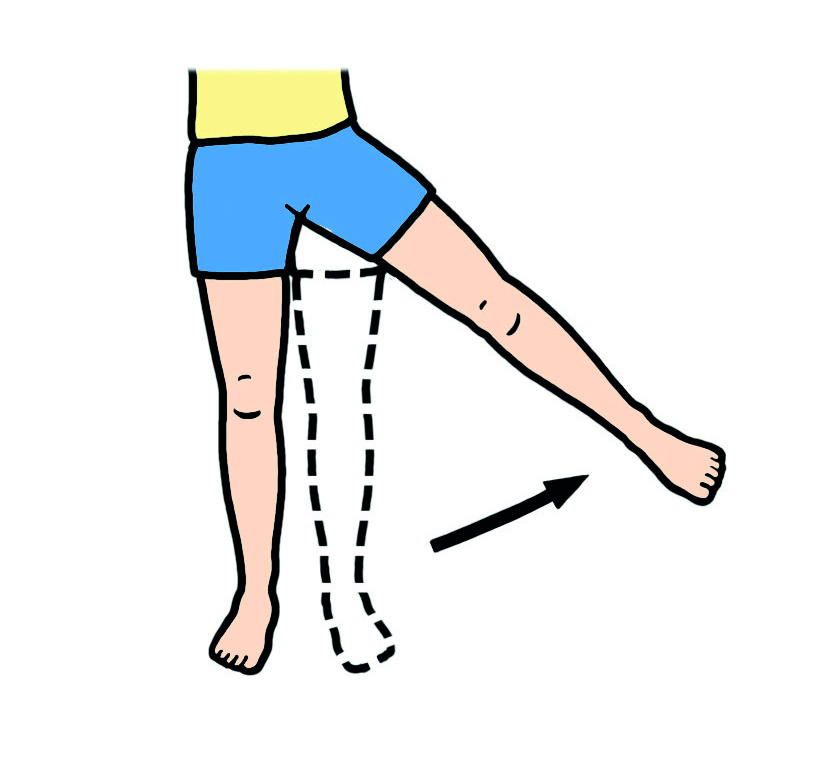 Image showing how to do this exercise;



Stand with your feet hip width apart. Gently lift your operated leg out to the side keeping your knee straight. Hold for a few seconds and slowly lower.