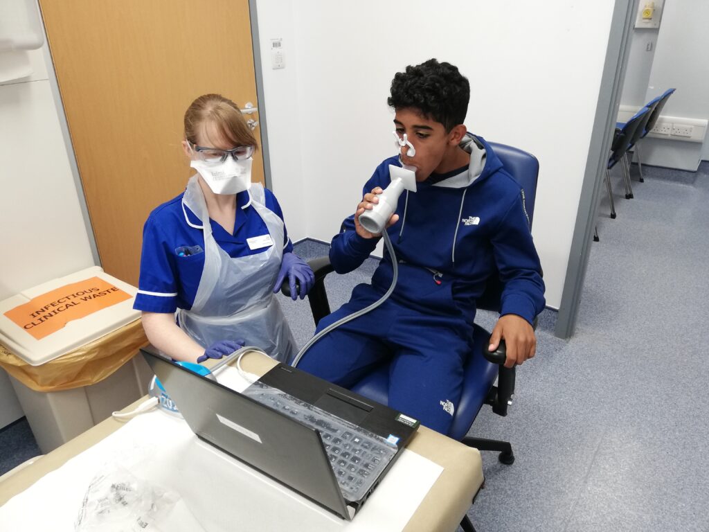 child using gas and air