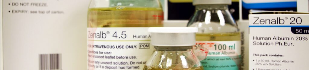 image of albumin bottles