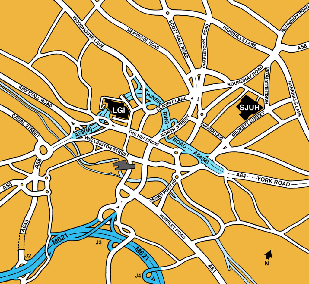 Map of how to find St James&rsquo;s University Hospital.