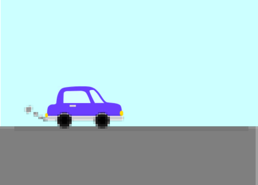 Illustration of a car driving down a straight clear road