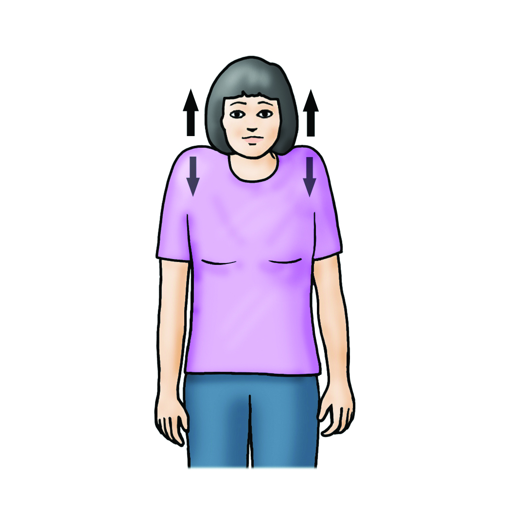 Illustration of a person srugging their shoulders up and down