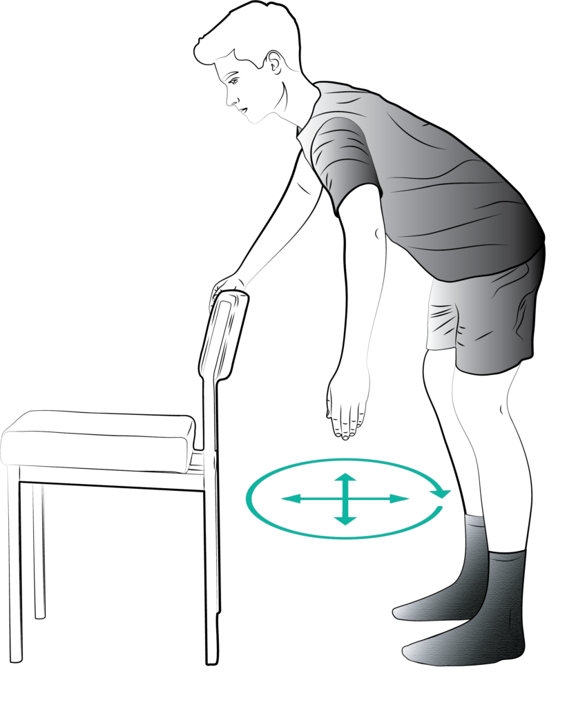 An illustration showing the shoulder pendulum exercise.