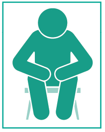 Illustration of a person sat in a chair leaning forward resting on their knees