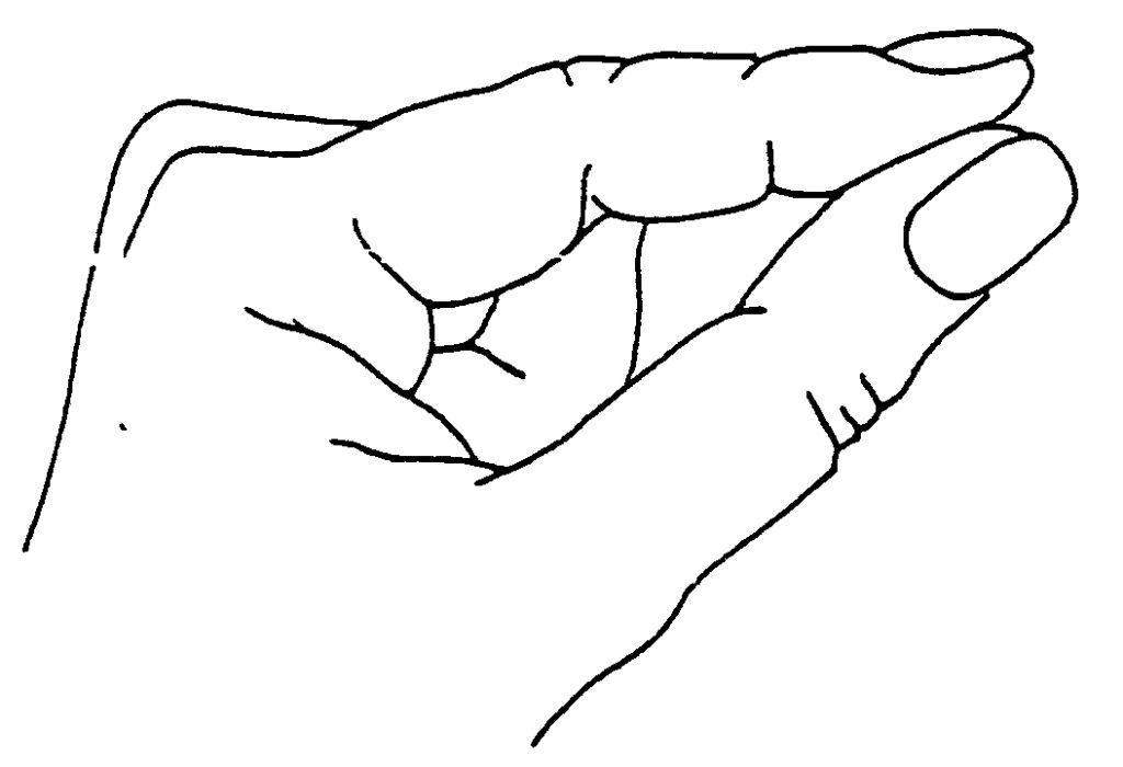 Image showing how to keep the tip of the finger straight with the thumb of the same hand.