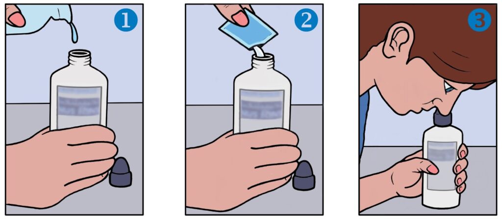 A set of images visually showing the instructions from points 1, 2 and 3.