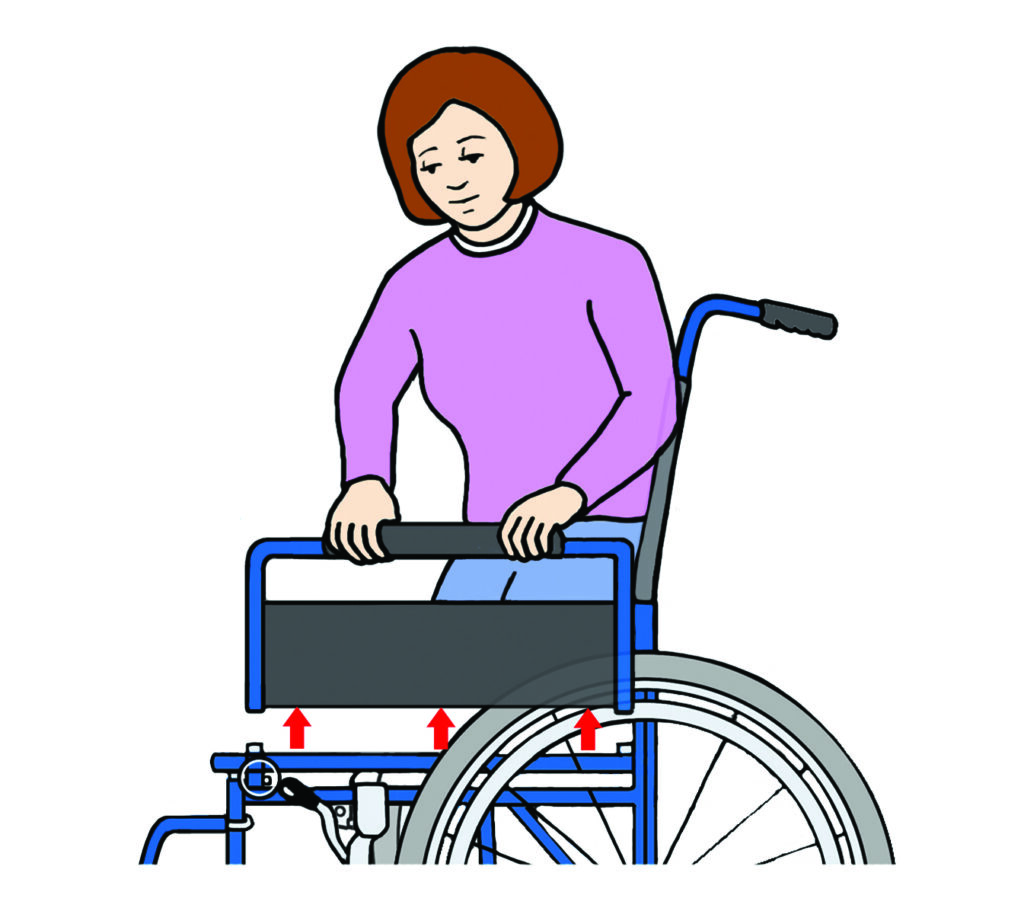 Illustration of a person holding the arm rest of a wheel chair