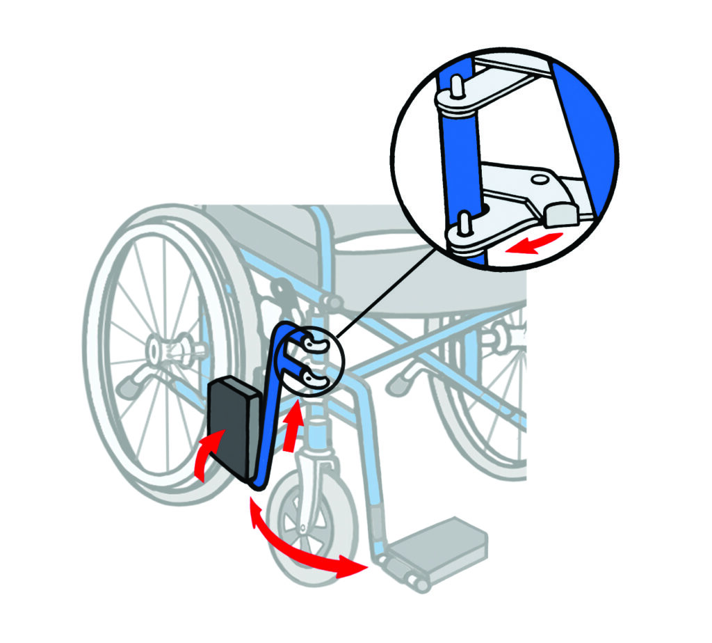 Illustration of a close up of the footrest of a wheel chair