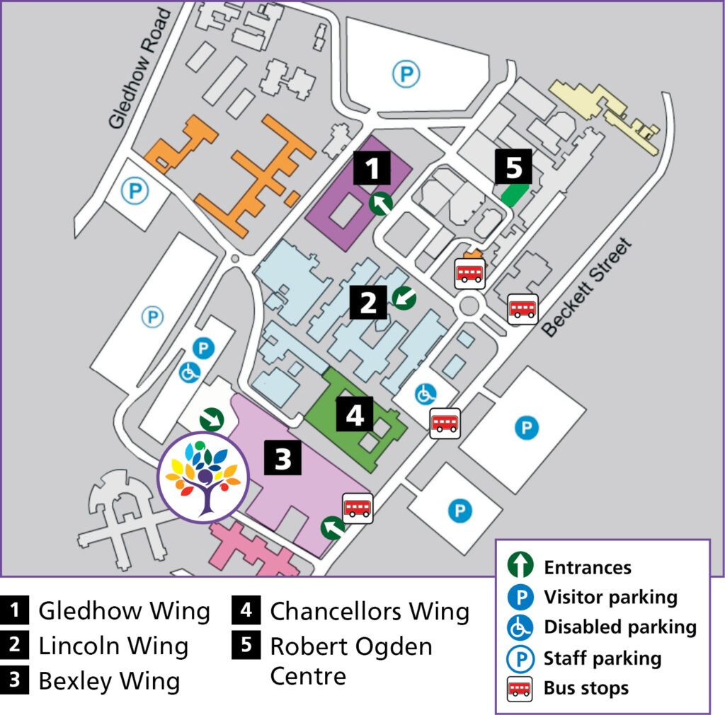 An image of a site plan of St James&rsquo;s University Hospital.