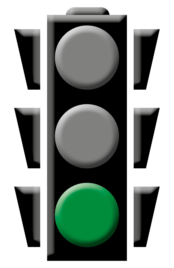 Traffic light showing green for RETURNING to normal learning activities