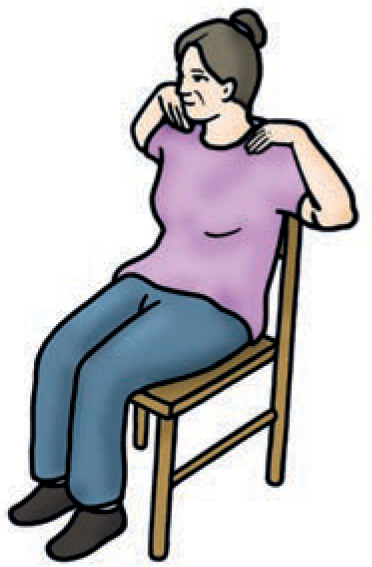 Illustration showing a person with their hands on their sh