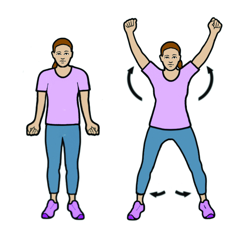 Image showing the Hard (Level 2) 'jacks' exercise.