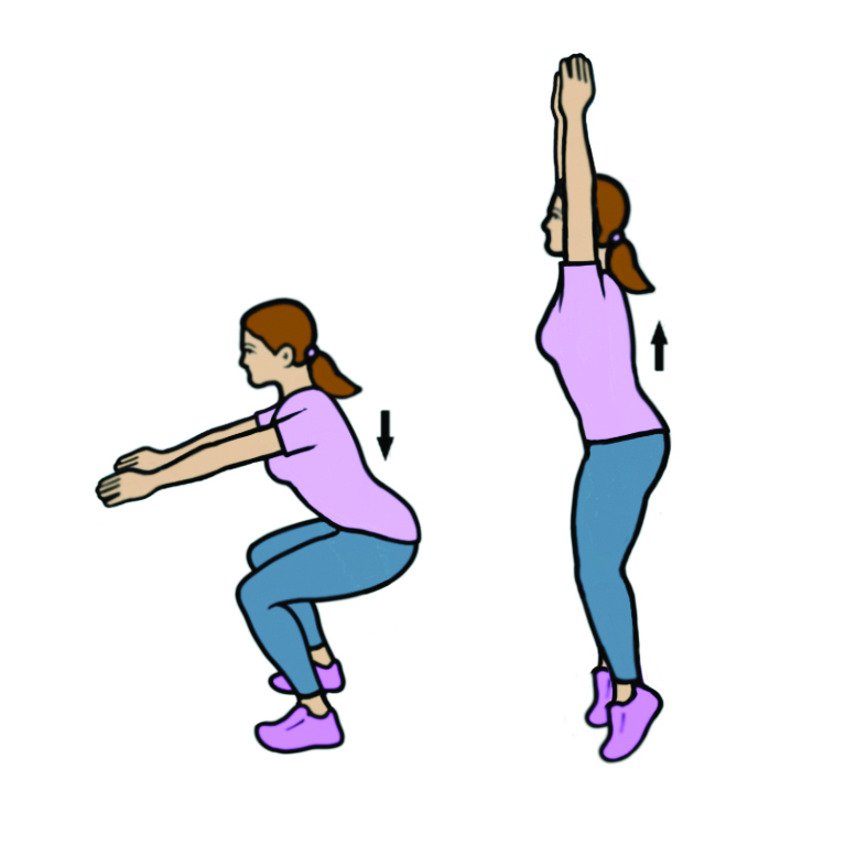 Image showing the Hard (Level 3) 'Squats' exercise.