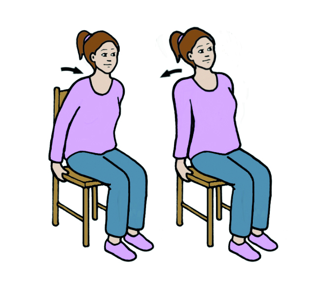 Image showing the 'neck rotation (looking over shoulder)' exercise.