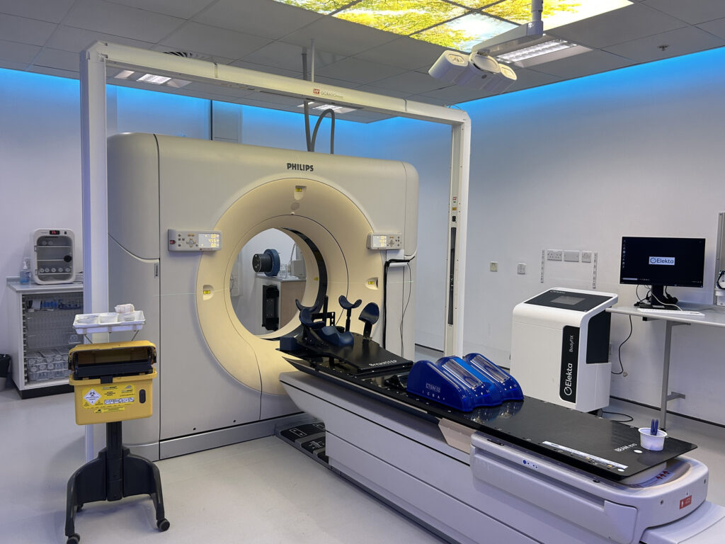 Photo showing the CT scanner in the scanning room
