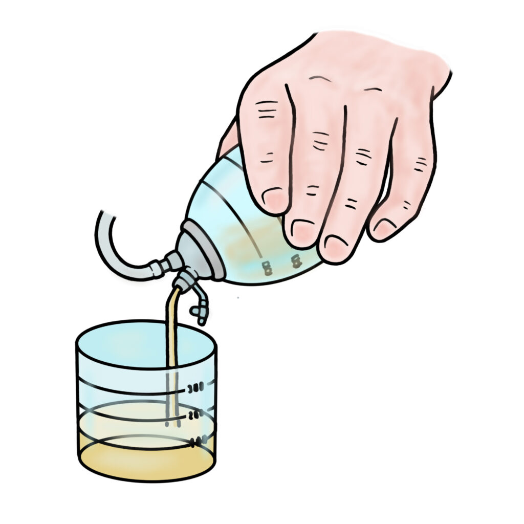 Empty contents of the drain in to a measuring container and record this on the balance chart (Available in the paper version or they can be downloaded and printed from the PDF available at the top of this page).