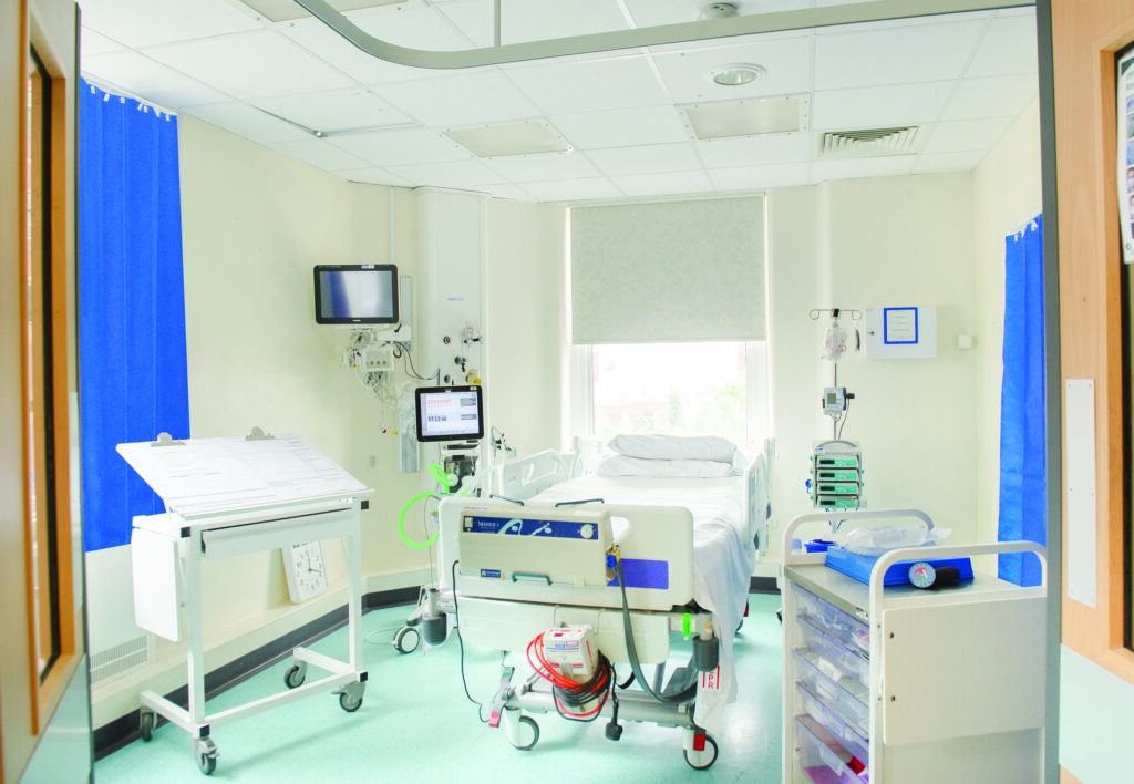 Machinery around a typical intensive care bed