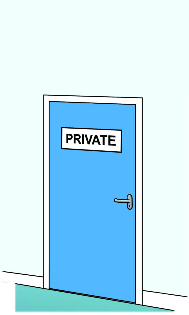Illustration of a door indicating the private space provided for sample production.