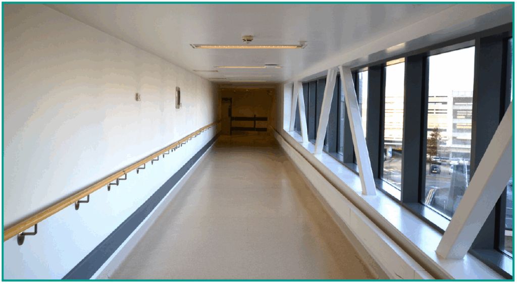 Bexley Route Inside From J42 or J43. Step 13. This corridor can be a bit confusing as it all looks the same! Keep going straight and you&rsquo;ll pass some windows on your right.