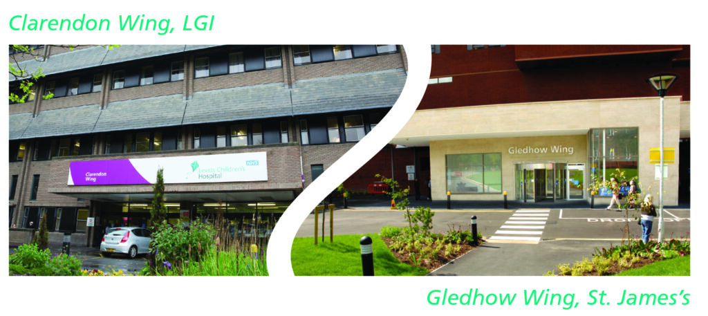 An image of Clarendon Wng at the LGI and Gledhow Wing at St. James's.