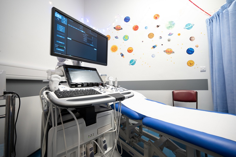 An image representing an Ultrasound Scan Hospital Room at the Leeds Teaching Hospitals NHS Trust Radiology Service.