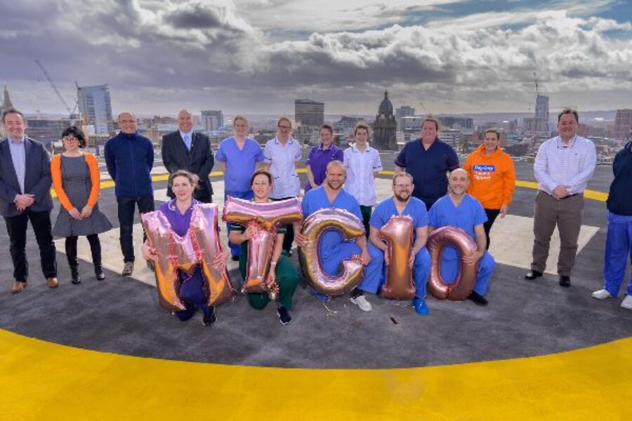Key staff on the helipad of the Leeds Trauma Centre