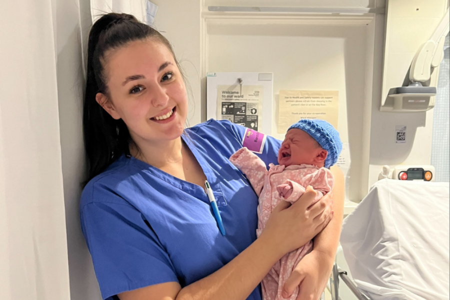 Midwife Lydia Milner with baby Lydia web