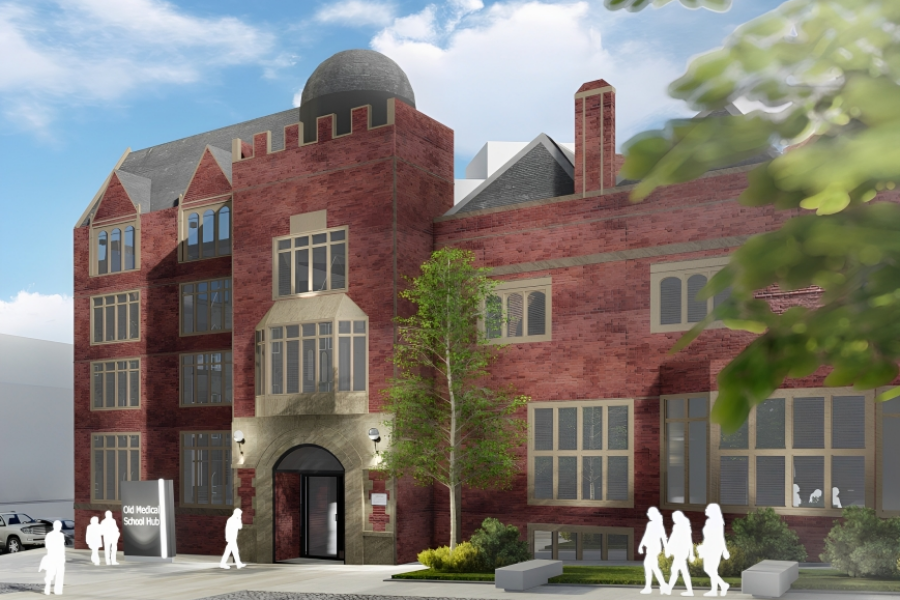 An artist rendition of the Health Tech Innovation Hub.