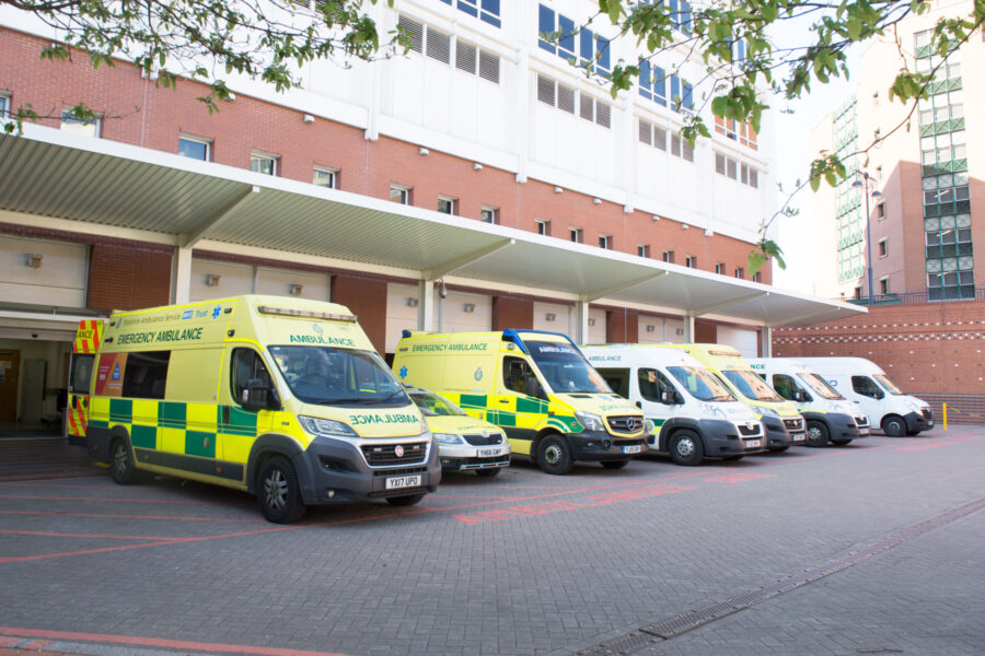 Ambulances outside Jubilee Wing LGI